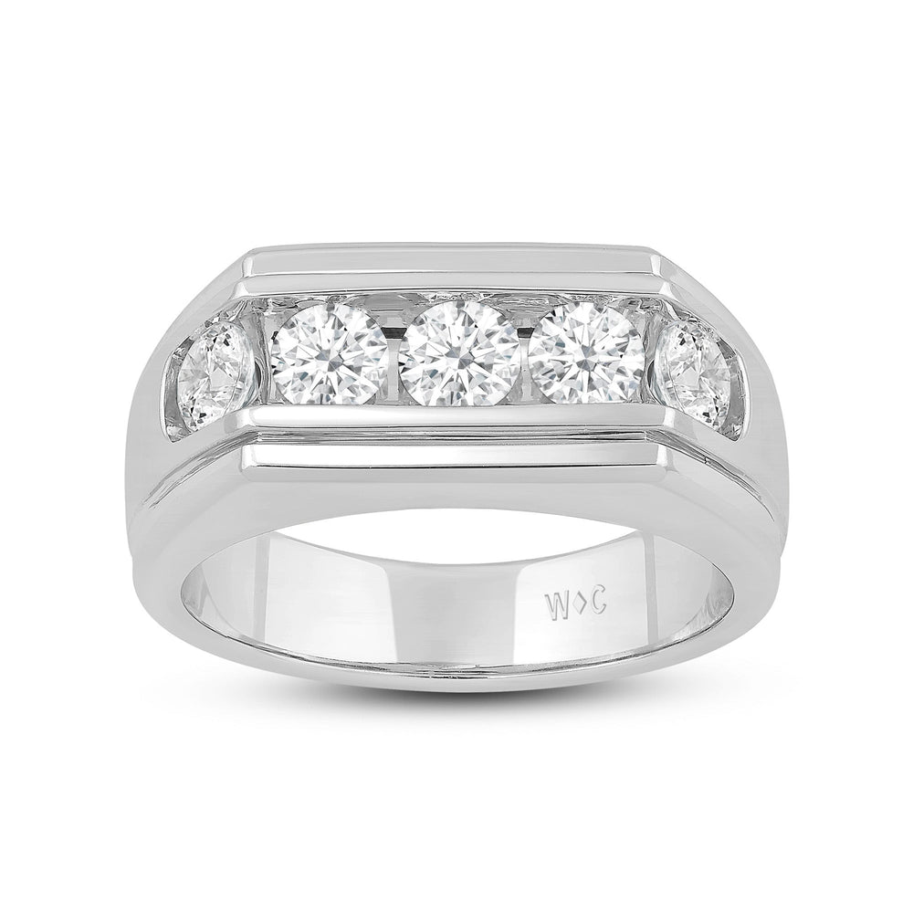 5 Stone Stepped Mens' Ring with Platinum / Lab / 2 Cut Diamond in 14KT Platinum / Lab / 2 view 3
