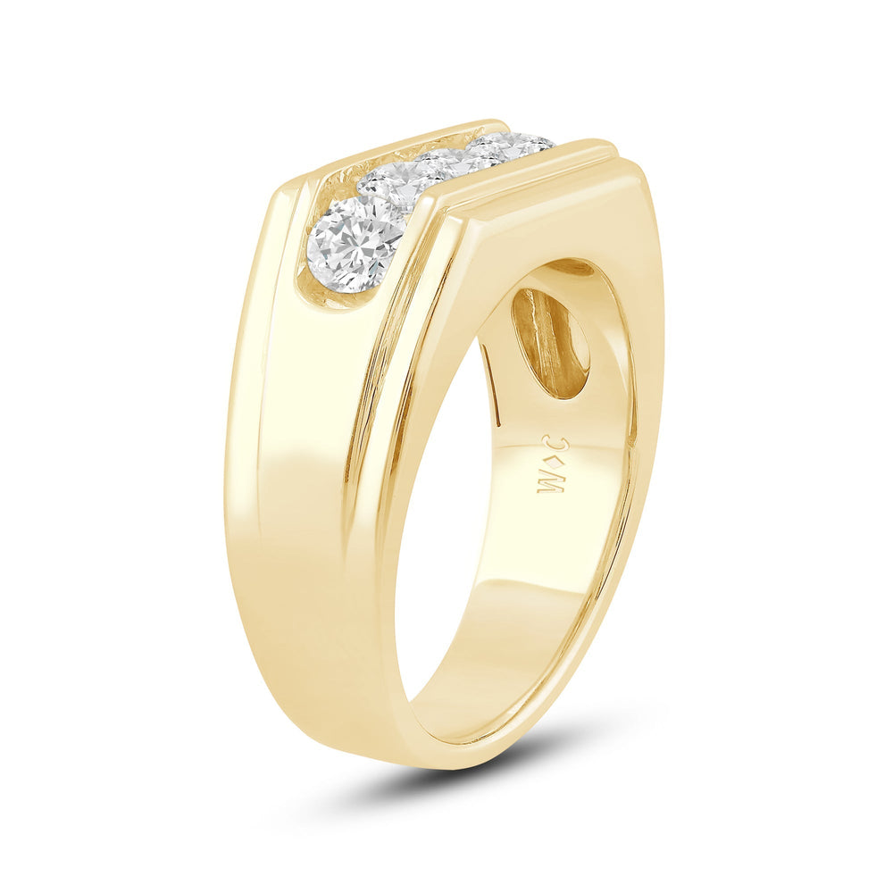 5 Stone Stepped Mens' Ring with 18KT Yellow Gold / Lab / 2 Cut Diamond in 14KT Yellow Gold / Lab / 2 view 3
