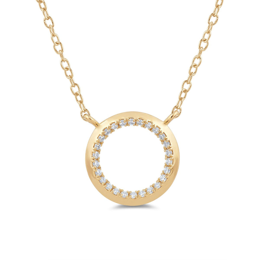 Petite Circle Geometry Necklace with 14KT Yellow Gold / Lab / 1/8 Cut Diamond in 14KT Yellow Gold / Lab / 1/8 view 4
