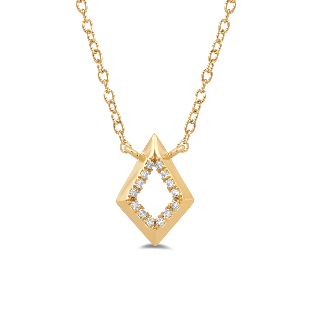 Petite Diamond Shape Geometry Necklace with 14KT Yellow Gold / Lab / 1/10 Cut Diamond in 14KT Yellow Gold / Lab / 1/10 view 2
