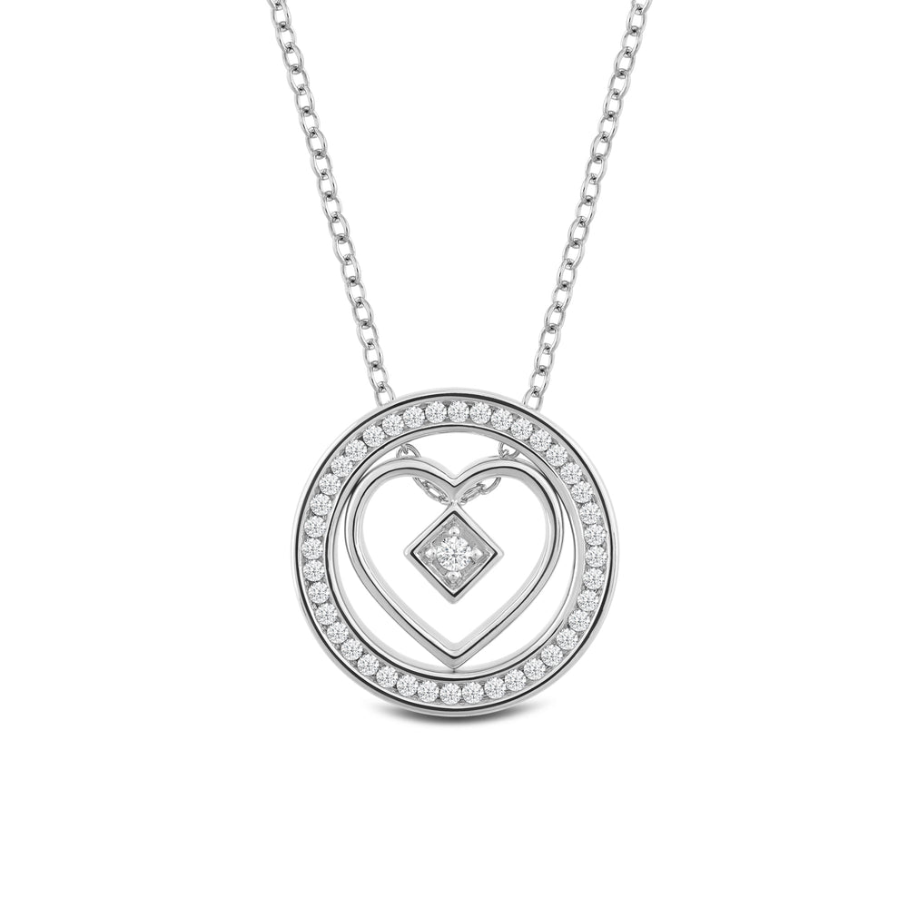 Two In One Lab Created Diamond Heart In A Circle Pendant with 14KT White Gold / Lab / 1/4 Cut Diamond in 14KT White Gold / Lab / 1/4 view 2

