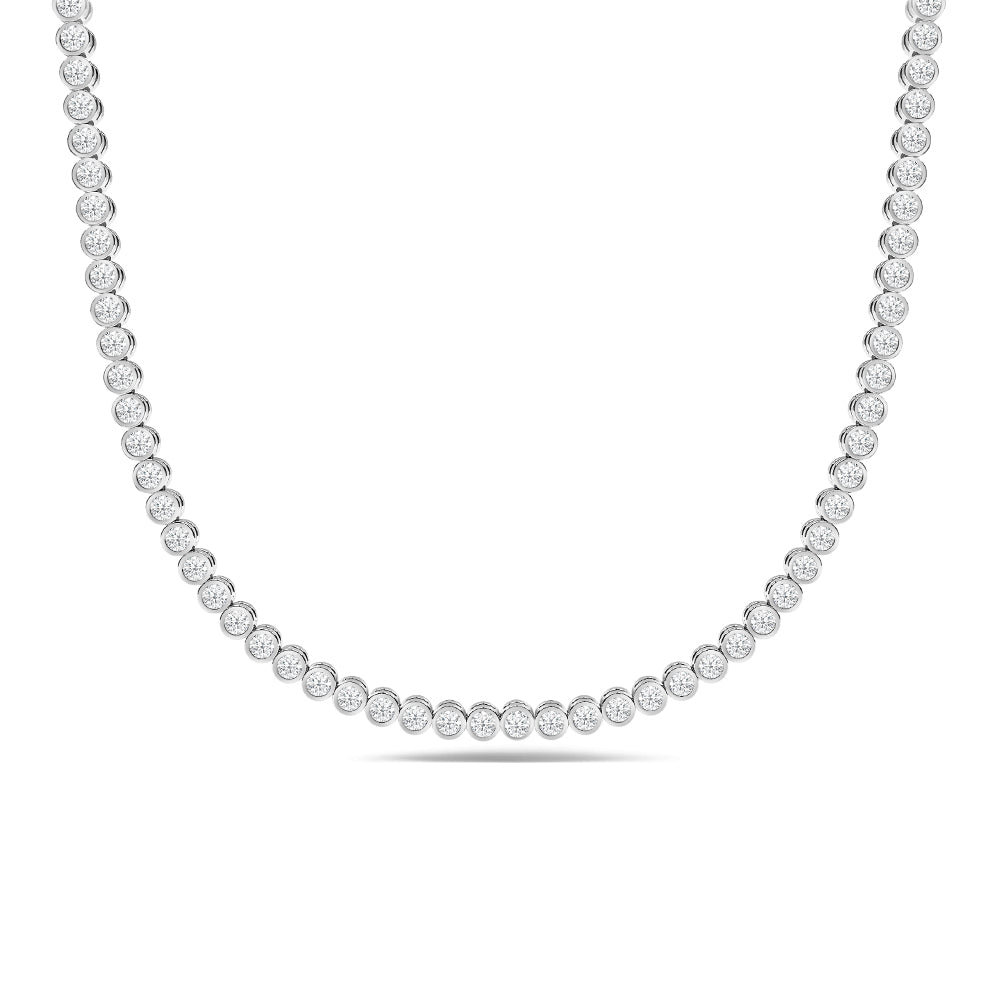 Round Bezel Diamond Tennis Necklace with 14KT White Gold / Lab / 6 Cut Diamond in 14KT White Gold / Lab / 6 view 1
