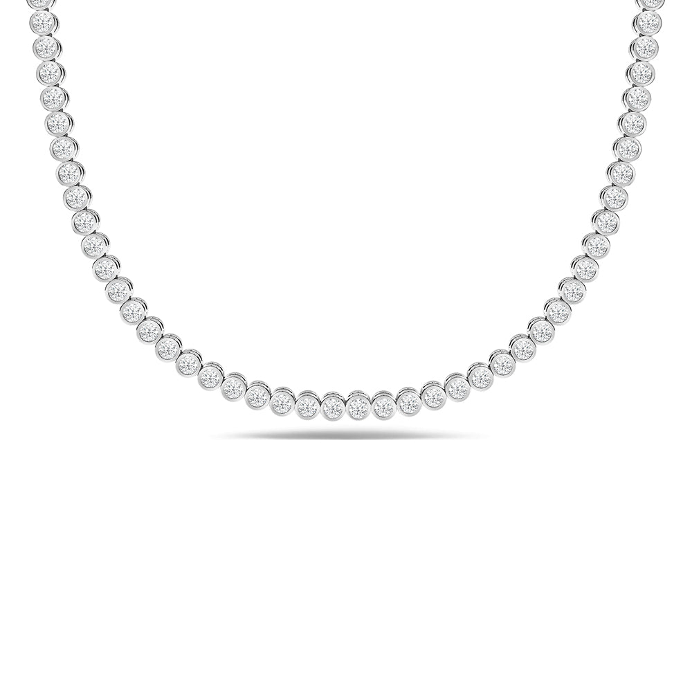 Round Bezel Diamond Tennis Necklace with 14KT White Gold / Lab / 6 Cut Diamond in 14KT White Gold / Lab / 6 view 2
