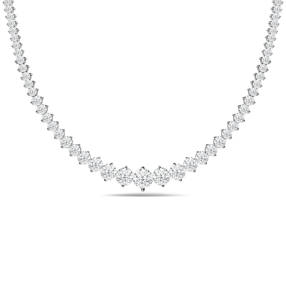 Two-Prong Tapering Diamond Tennis Necklace with 14KT White Gold / Lab / 10 Cut Diamond in 14KT White Gold / Lab / 10 view 1
