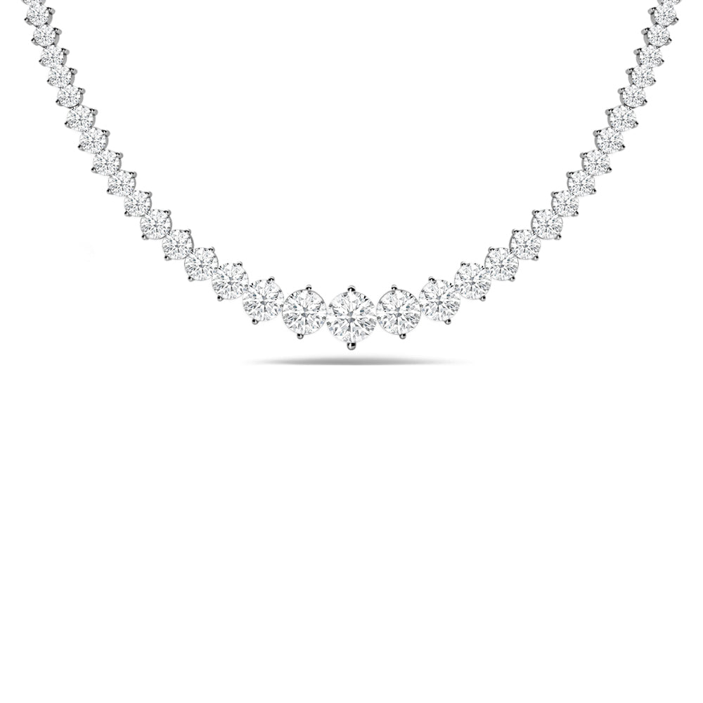 Two-Prong Tapering Diamond Tennis Necklace with 14KT White Gold / Lab / 10 Cut Diamond in 14KT White Gold / Lab / 10 view 2
