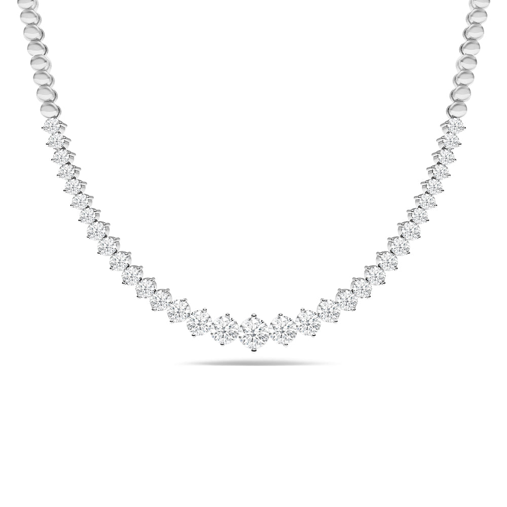 Two-Prong Tapering Diamond Shiny Link Necklace with 14KT White Gold / Lab / 4 Cut Diamond in 14KT White Gold / Lab / 4 view 1
