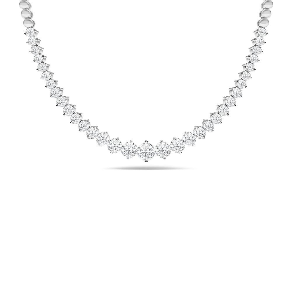 Two-Prong Tapering Diamond Shiny Link Necklace with 14KT White Gold / Lab / 4 Cut Diamond in 14KT White Gold / Lab / 4 view 2
