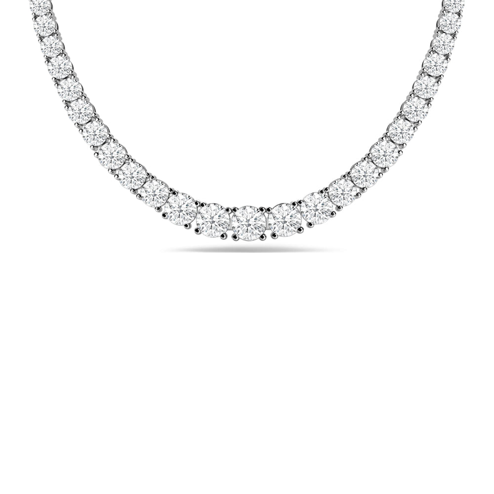 Four-Prong Diamond Tennis Necklace with 14KT White Gold / Lab / 10 Cut Diamond in 14KT White Gold / Lab / 10 view 2
