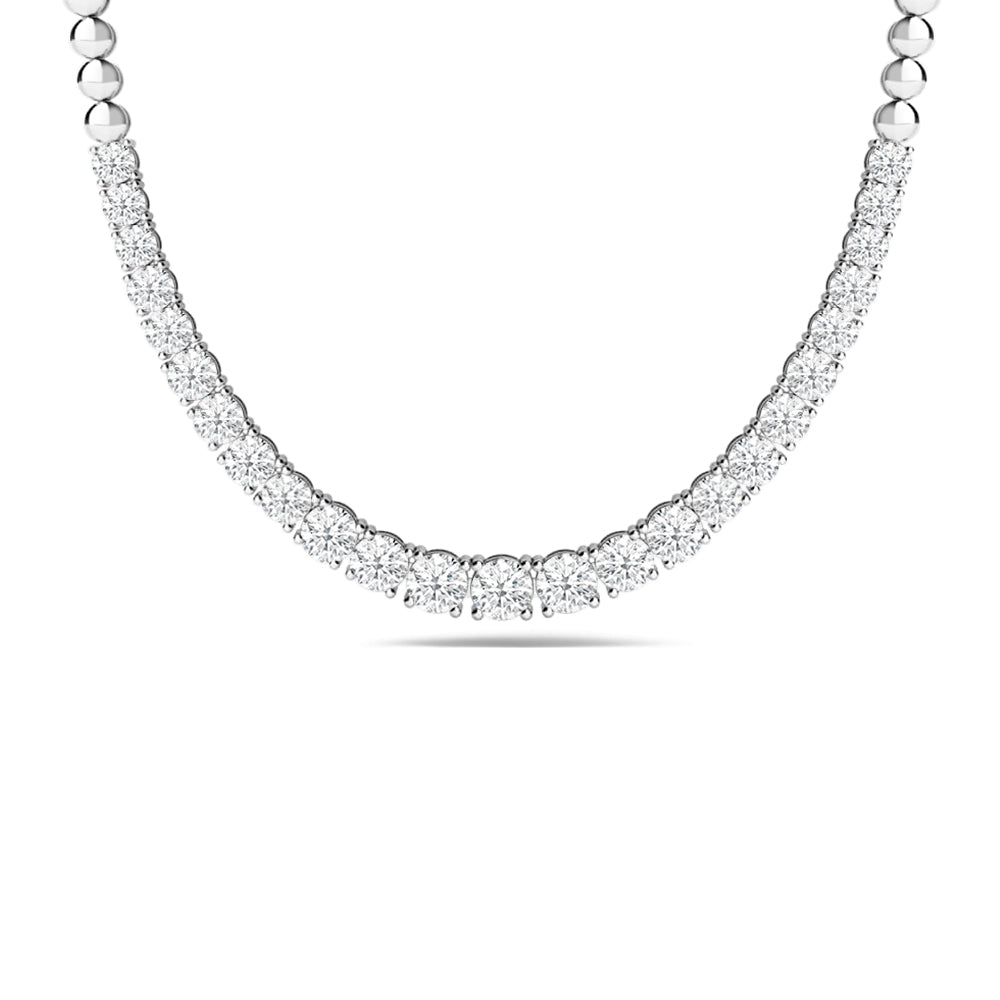 Four-Prong Diamond Shiny Link Necklace with 14KT White Gold / Lab / 2 Cut Diamond in 14KT White Gold / Lab / 2 view 2
