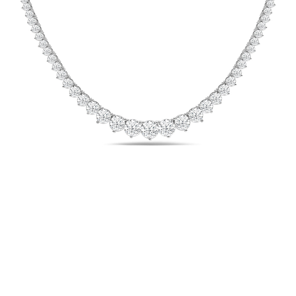 Three-Prong Diamond Tennis Necklace with 14KT White Gold / Lab / 7 1/5 Cut Diamond in 14KT White Gold / Lab / 7 1/5 view 2
