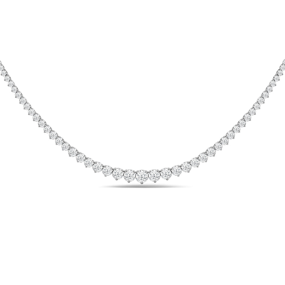 Tapering Three-Prong Diamond Tennis Necklace with 14KT White Gold / Lab / 9 Cut Diamond in 14KT White Gold / Lab / 9 view 1
