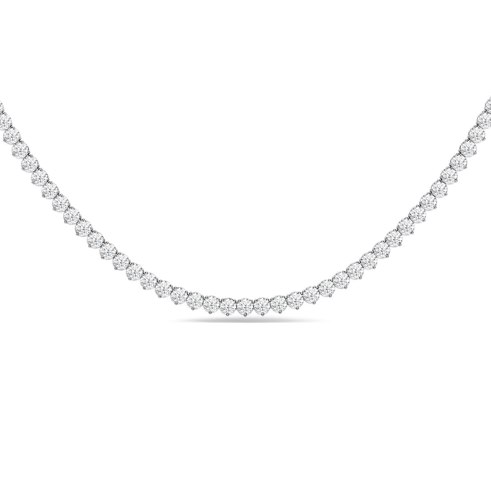 Three-Prong Diamond Eternity Tennis Necklace with Lab Cut Diamond in 14KT White Gold view 1
