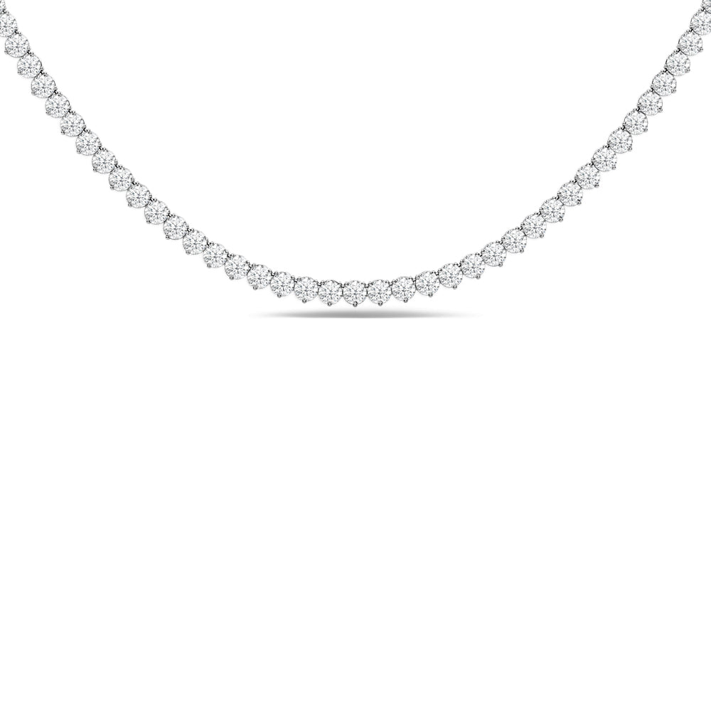 Three-Prong Diamond Eternity Tennis Necklace with Lab Cut Diamond in 14KT White Gold view 2
