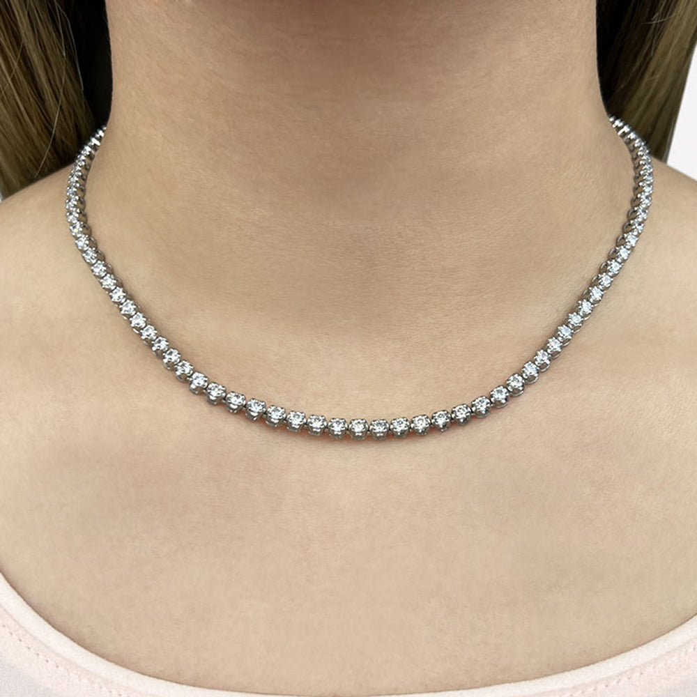 Model Wearing Classic Diamond Eternity Tennis Necklace view