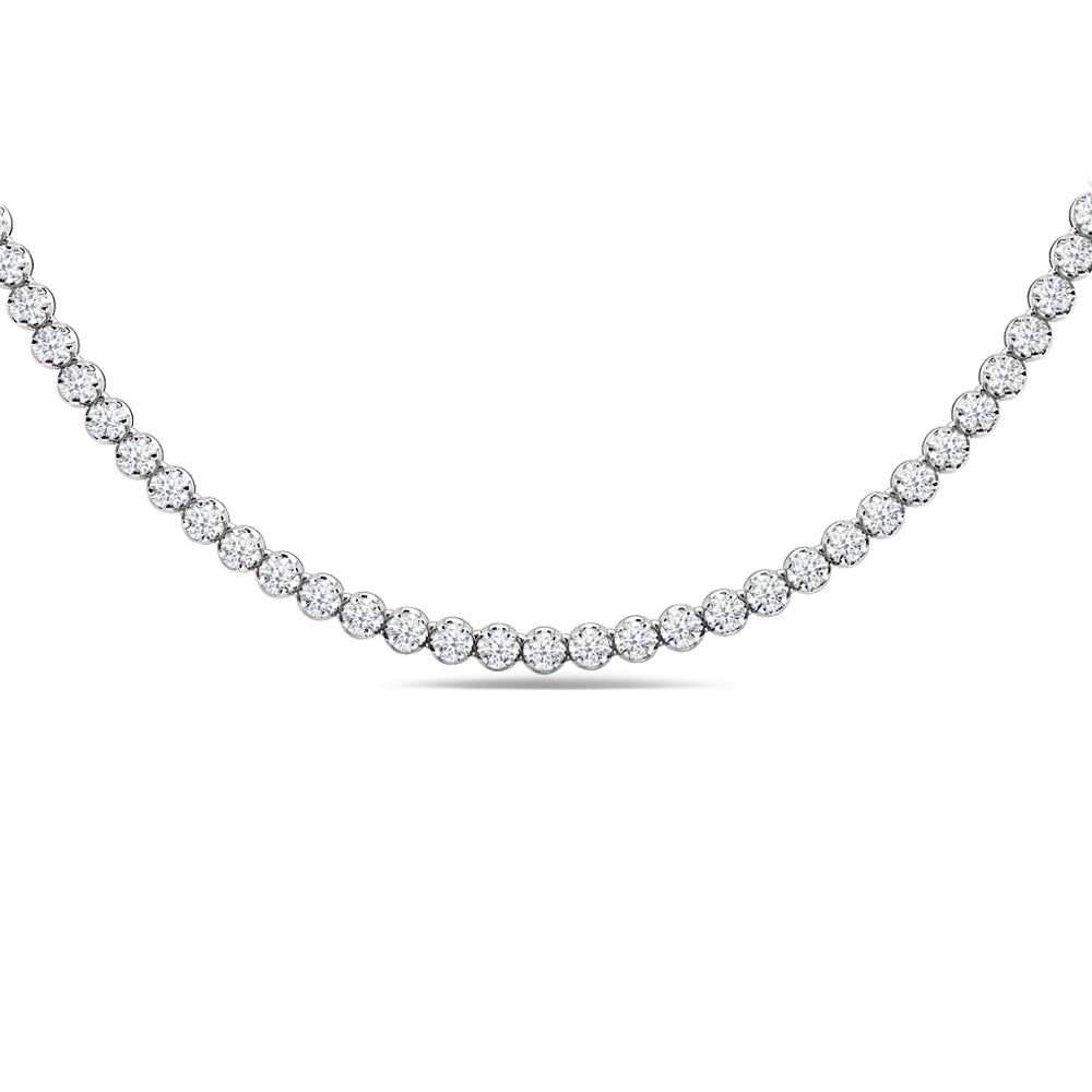 Classic Diamond Eternity Tennis Necklace with 14KT White Gold / Lab / 5  1/10 Cut Diamond in 14KT White Gold / Lab / 5  1/10 view 1

