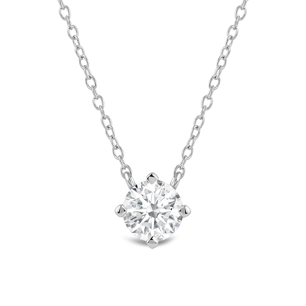 Kite Set Round Lab Created Diamond Solitaire Pendant with 14KT White Gold / Lab / 1/2 Cut Diamond in 14KT White Gold / Lab / 1/2 view 4
