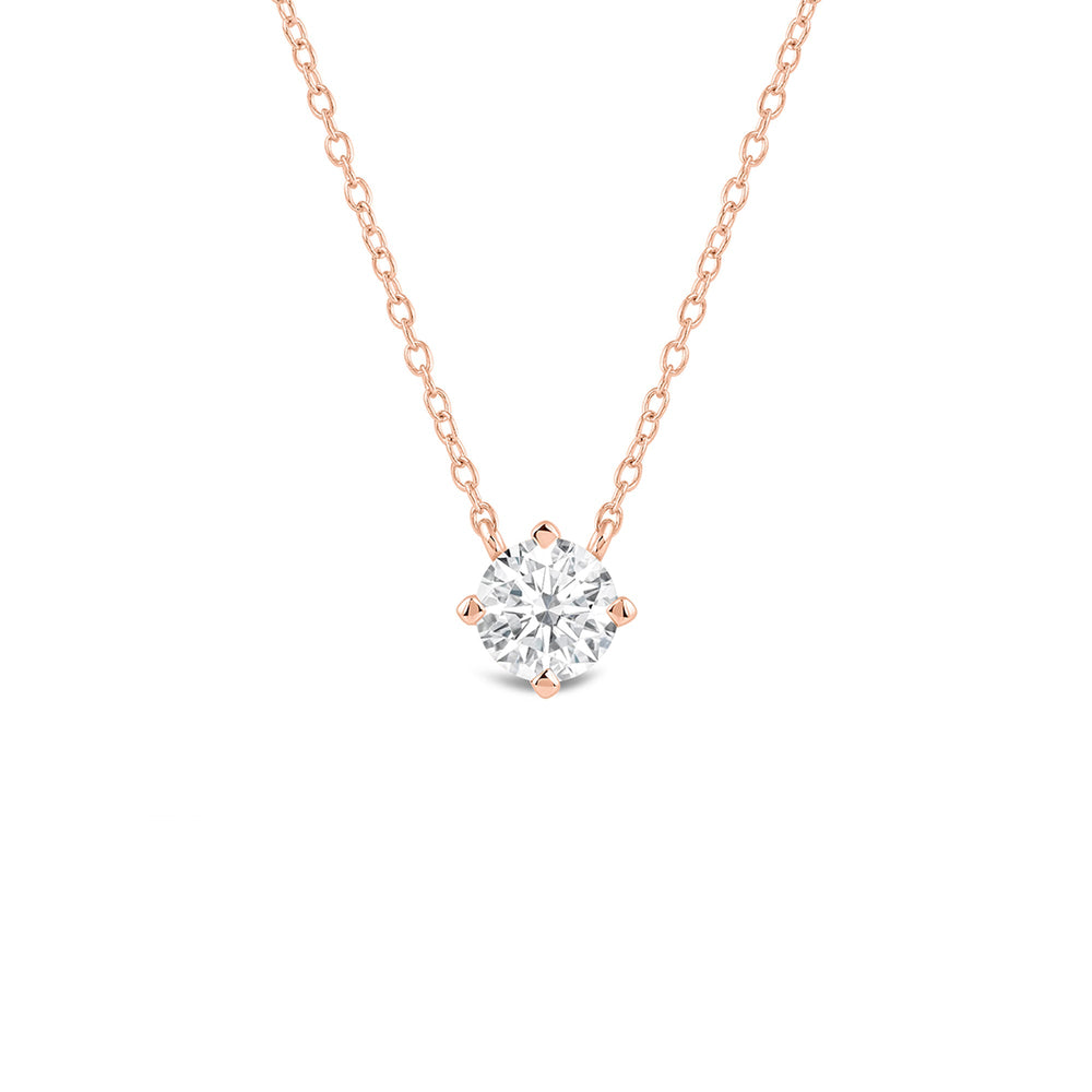 Kite Set Round Lab Created Diamond Solitaire Pendant with 14KT Rose Gold / Lab / 1/2 Cut Diamond in 14KT Rose Gold / Lab / 1/2 view 1
