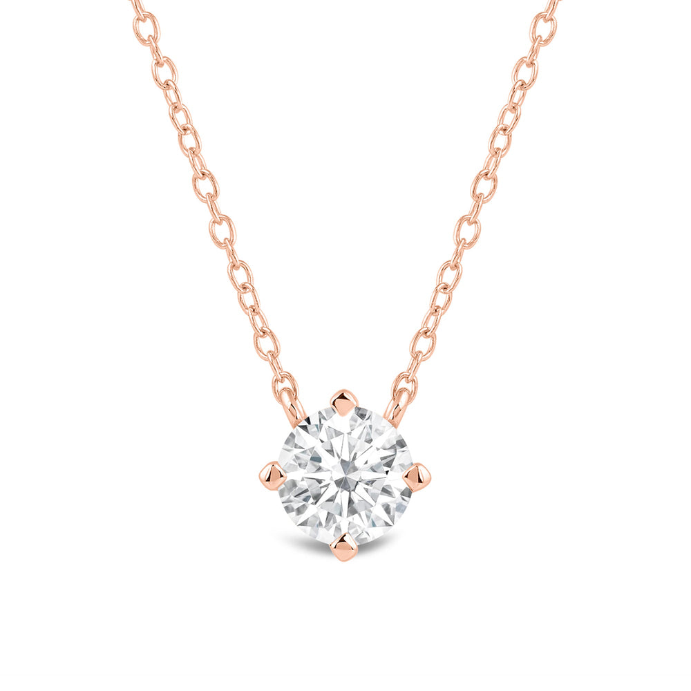 Kite Set Round Lab Created Diamond Solitaire Pendant with 14KT Rose Gold / Lab / 1/2 Cut Diamond in 14KT Rose Gold / Lab / 1/2 view 4
