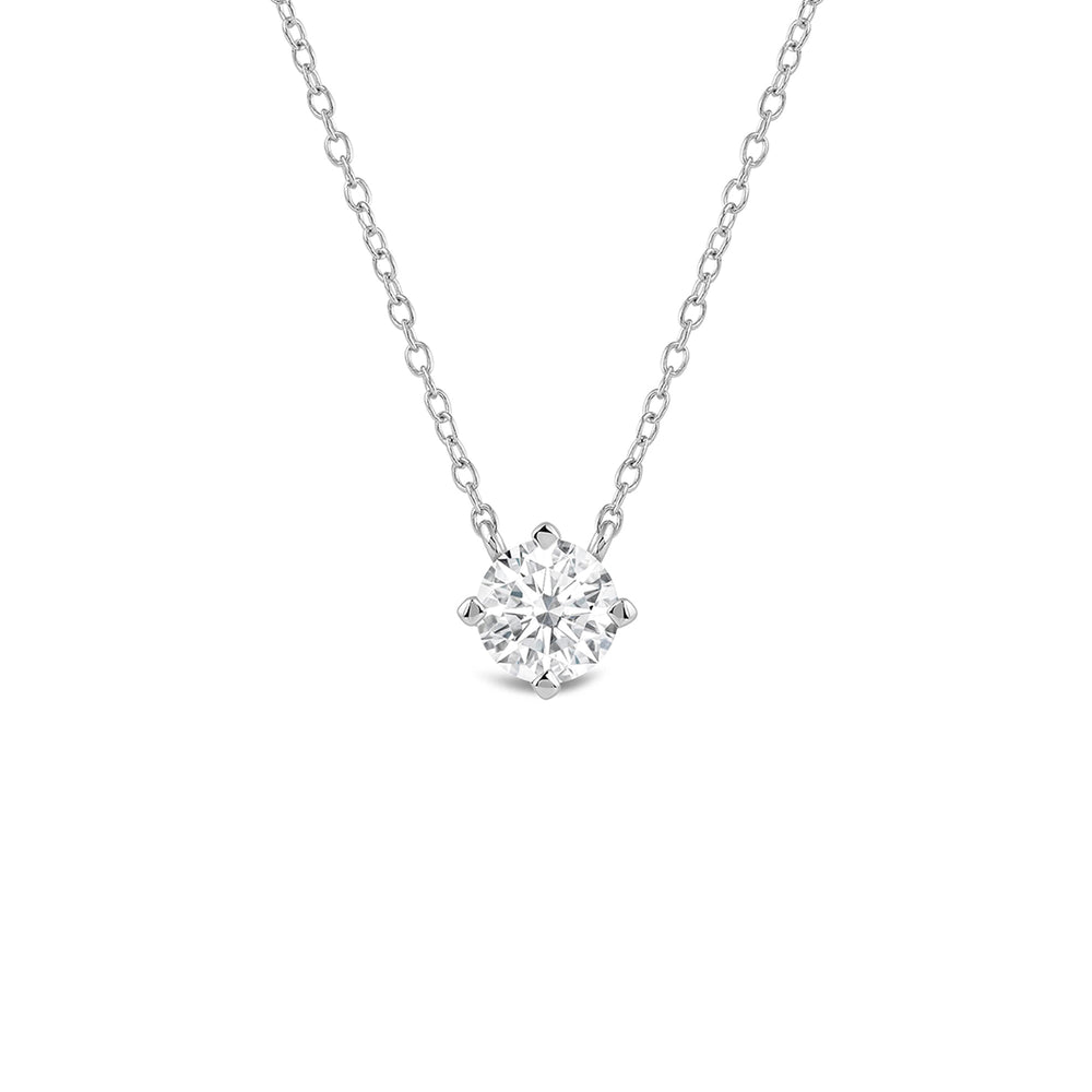 Kite Set Round Lab Created Diamond Solitaire Pendant with 14KT White Gold / Lab / 1/2 Cut Diamond in 14KT White Gold / Lab / 1/2 view 1
