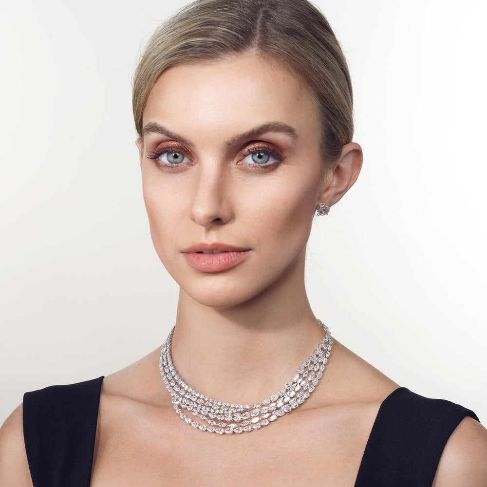 The Ernst Necklace with 18KT White Gold / Lab / 0 Cut Diamond in 14KT White Gold / Lab / 0 view 4

