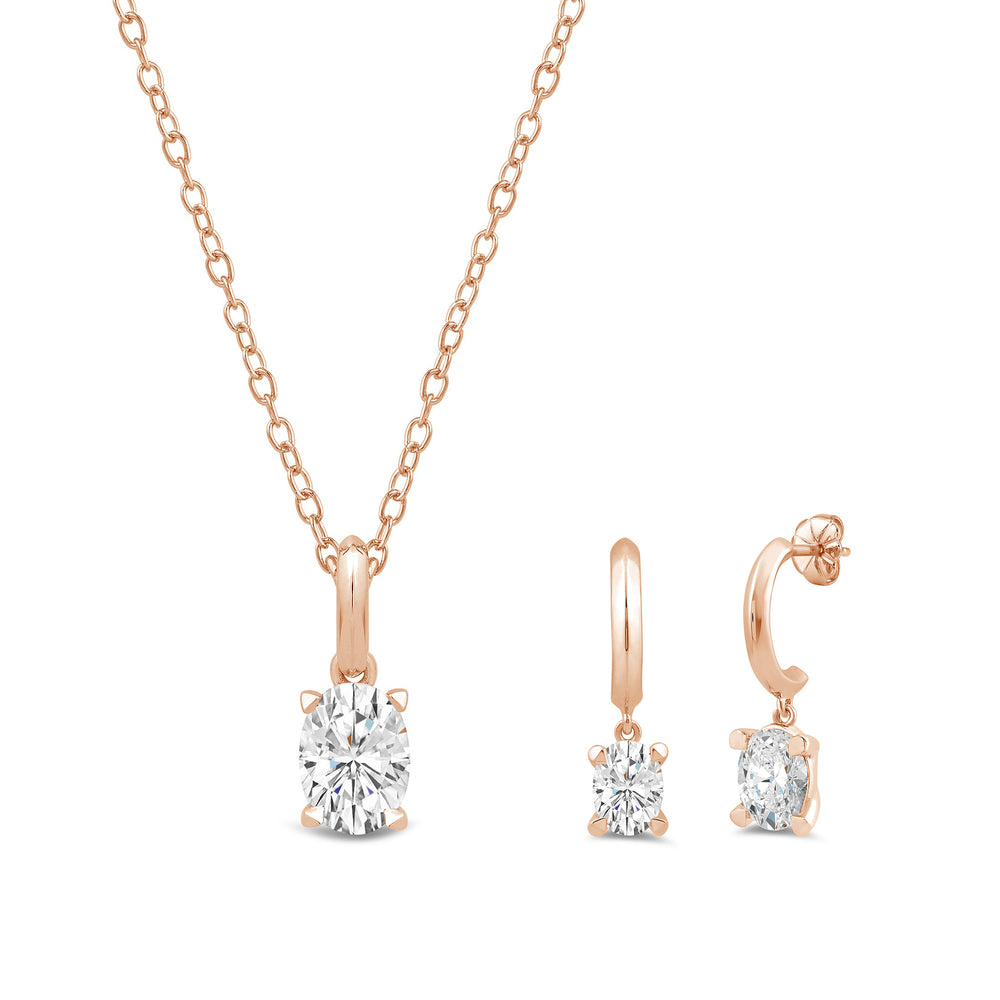The Drop Oval Set with 14KT Rose Gold / Lab / 2 1/2 Cut Diamond in 14KT Rose Gold / Lab / 2 1/2 view 1
