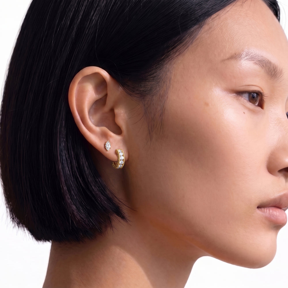 The Seraphine Hoops with 14KT Rose Gold / Lab / 1 Cut Diamond in 14KT Rose Gold / Lab / 1 view 4
