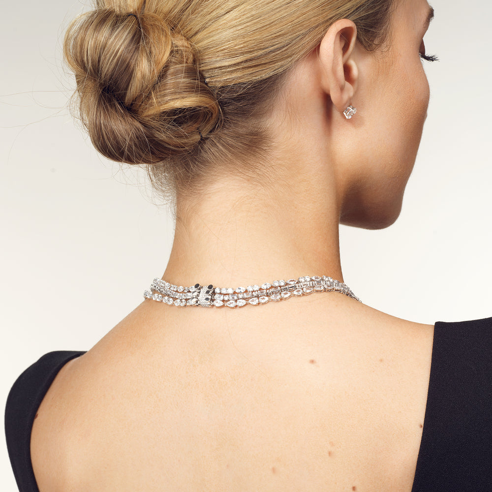 Multi Shape Three Row Layered Statement Diamond Necklace with 14KT Rose Gold / Lab / 70 3/4 Cut Diamond in 14KT Rose Gold / Lab / 70 3/4 view 9
