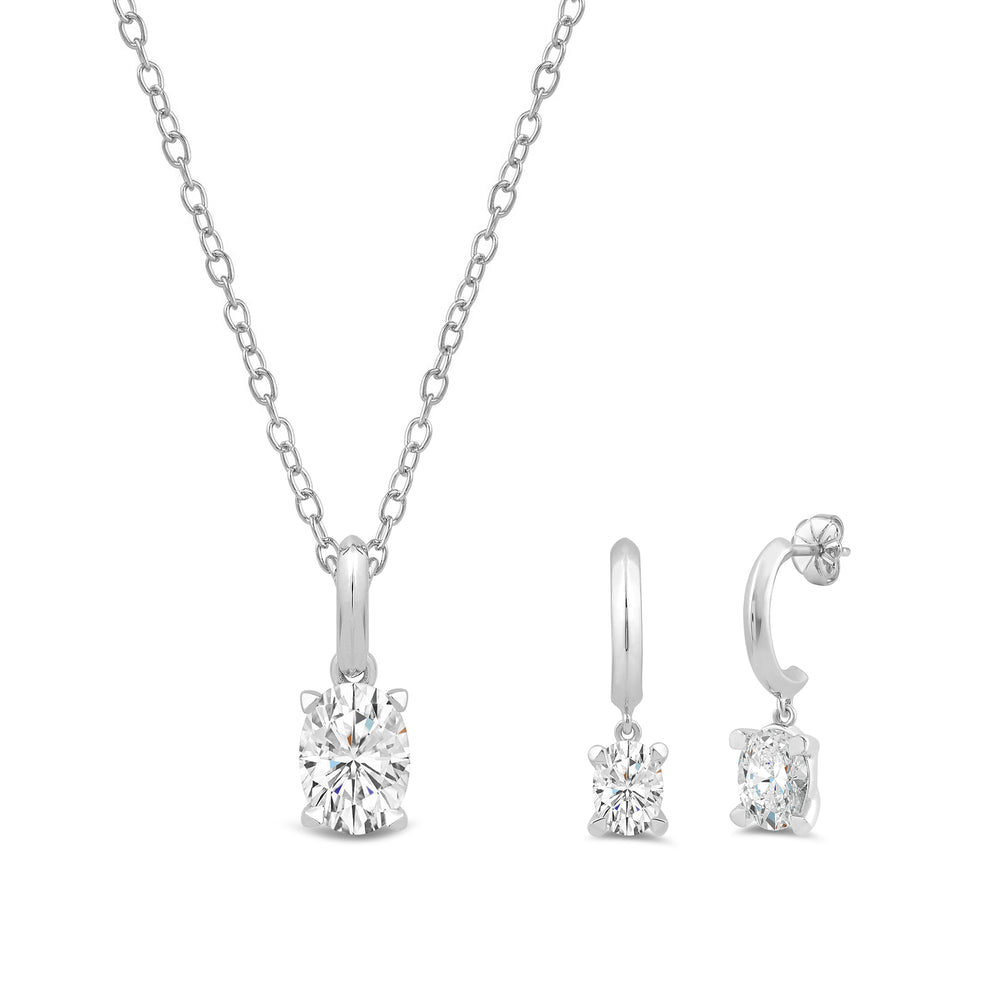 The Drop Oval Set with 14KT White Gold / Lab / 2 1/2 Cut Diamond in 14KT White Gold / Lab / 2 1/2 view 1
