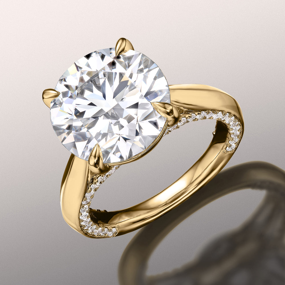 The Monet Ring with Round Cut Diamond in 14KT Yellow Gold view 2
