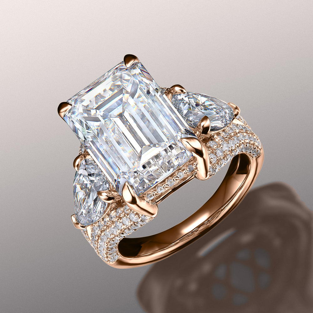The Kahlo Reserve Rings with Emerald Cut Diamond in 14KT Rose Gold view 3
