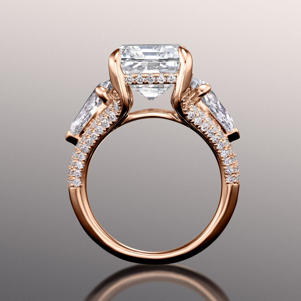 The Kahlo Reserve Rings with Emerald Cut Diamond in 14KT Rose Gold view 2
