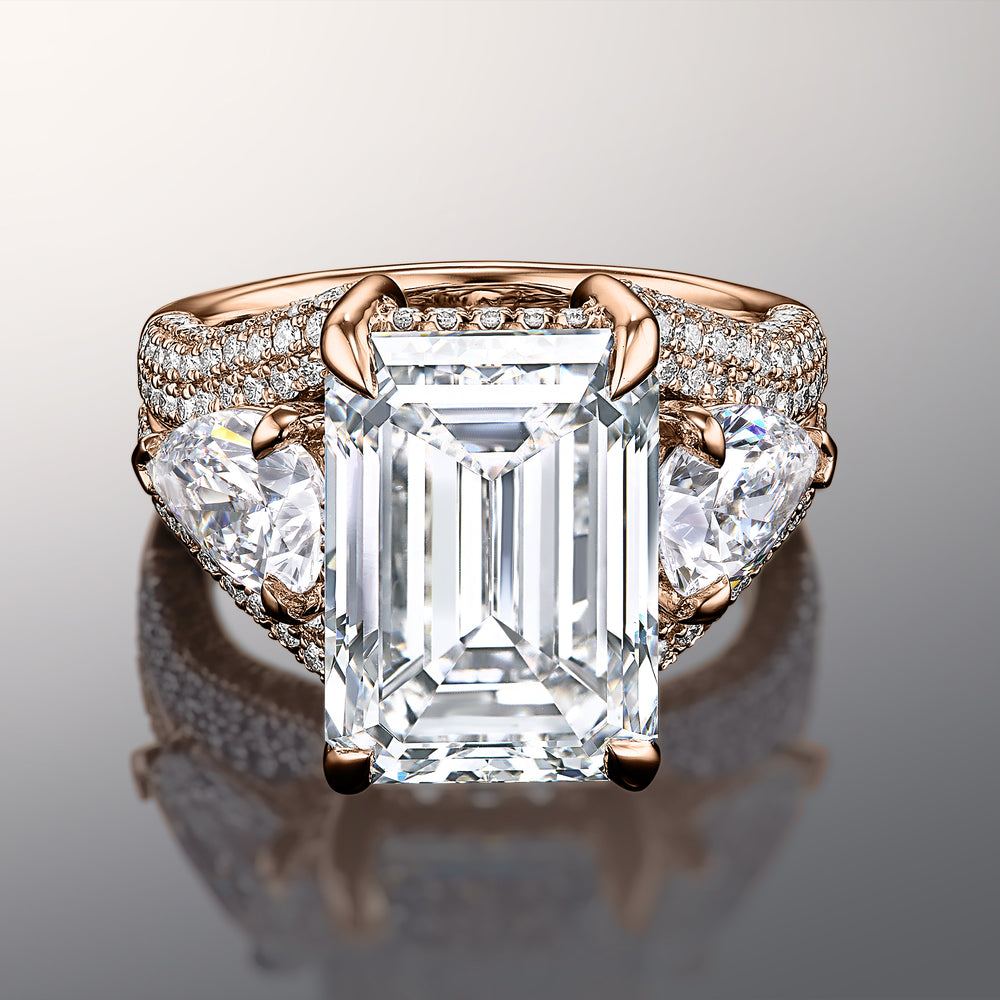 The Kahlo Reserve Rings with Emerald Cut Diamond in 14KT Rose Gold view 1
