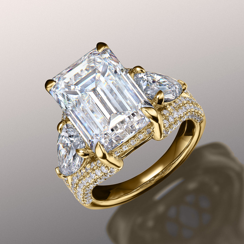 The Kahlo Reserve Rings with Emerald Cut Diamond in 14KT Yellow Gold view 3
