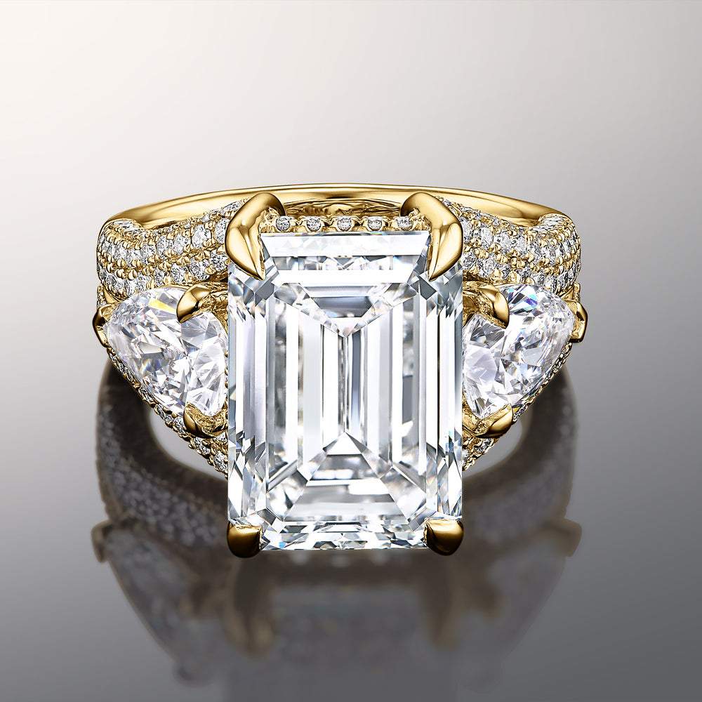 The Kahlo Reserve Rings with Emerald Cut Diamond in 14KT Yellow Gold view 1
