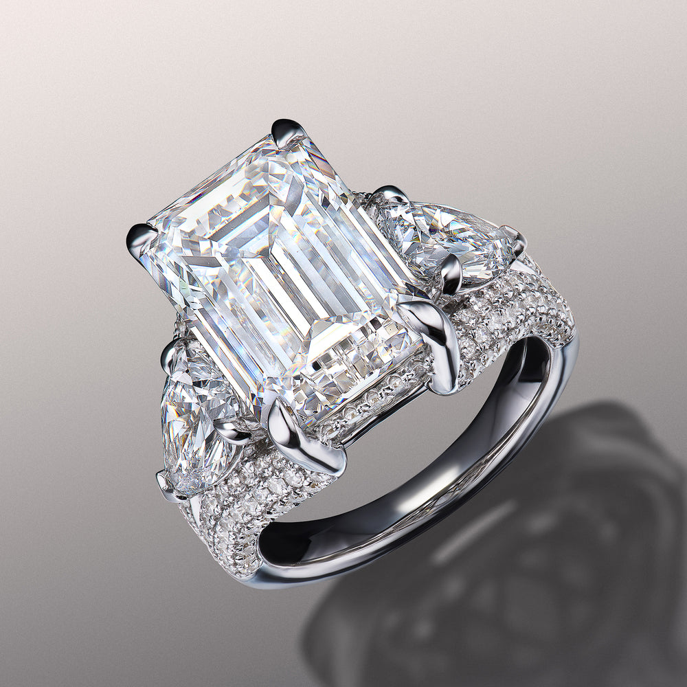 The Kahlo Reserve Rings with Emerald Cut Diamond in 14KT Platinum view 3
