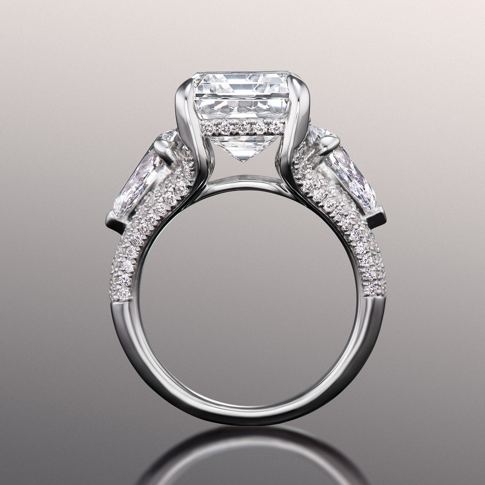 Emerald Cut The Kahlo Ring with Lab Grown Diamond in 14KT White Gold view 3
