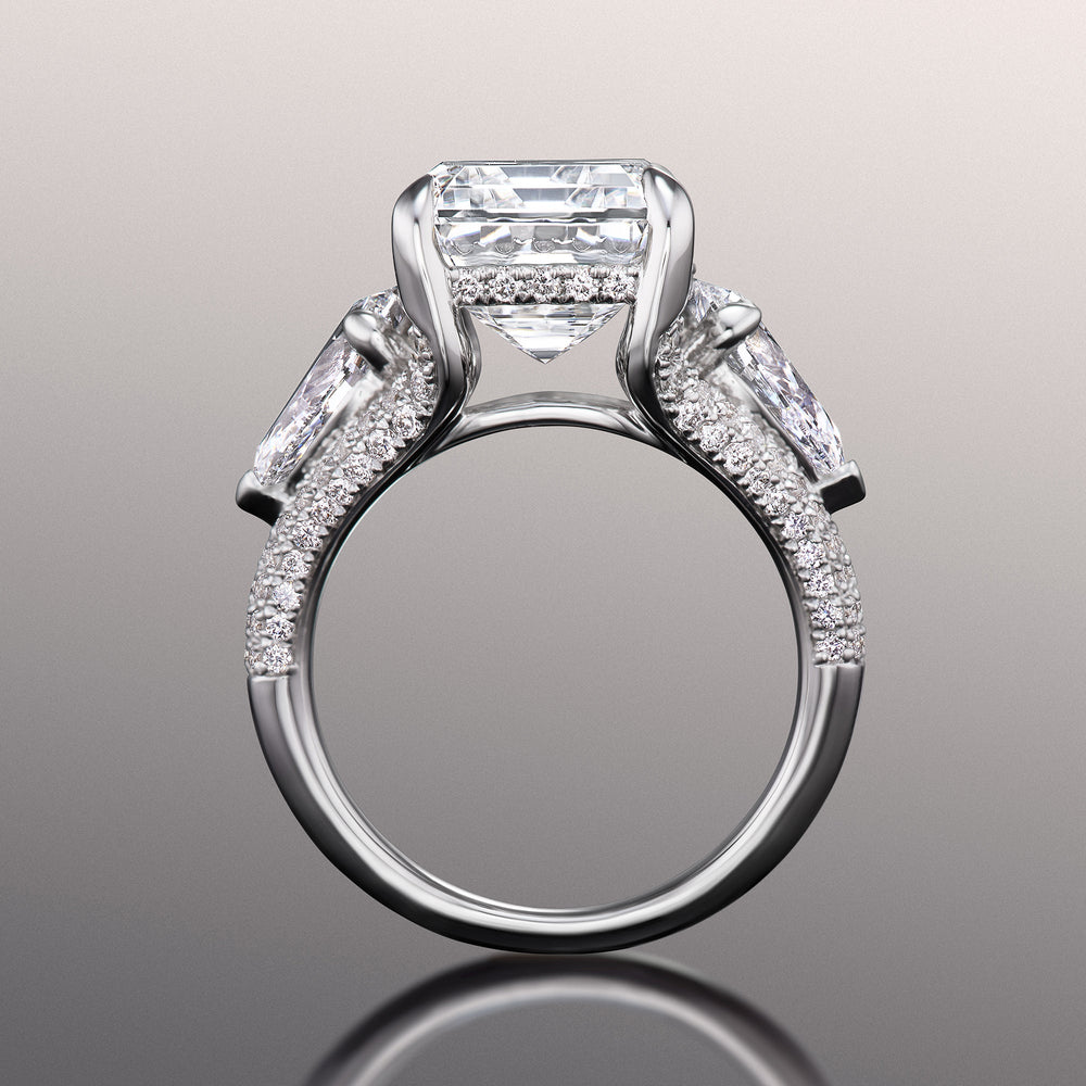 The Kahlo Ring with Emerald Cut Diamond in 14KT Platinum view 3
