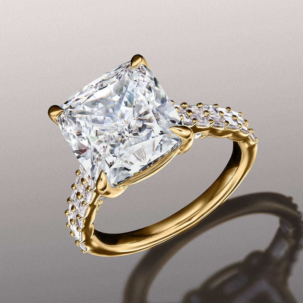 The Anguissola Ring with Cushion Cut Diamond in 14KT Yellow Gold view 2
