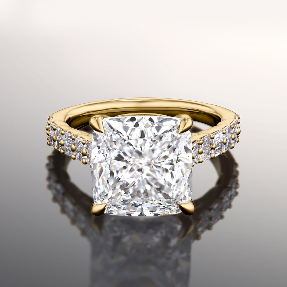 Cushion Cut The Anguissola Ring with Lab Grown Diamond in 14KT Yellow Gold view 1
