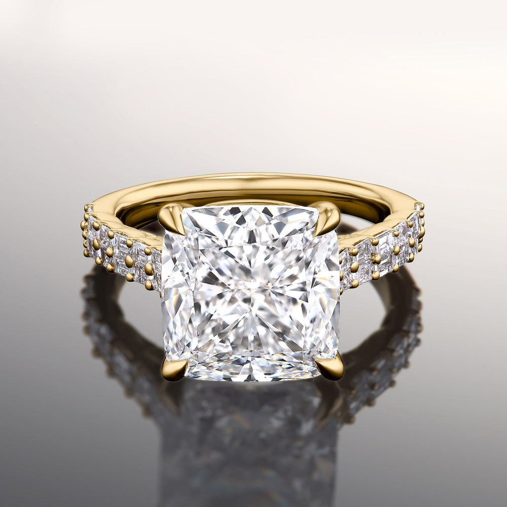 The Anguissola Ring with Cushion Cut Diamond in 14KT Yellow Gold view 1
