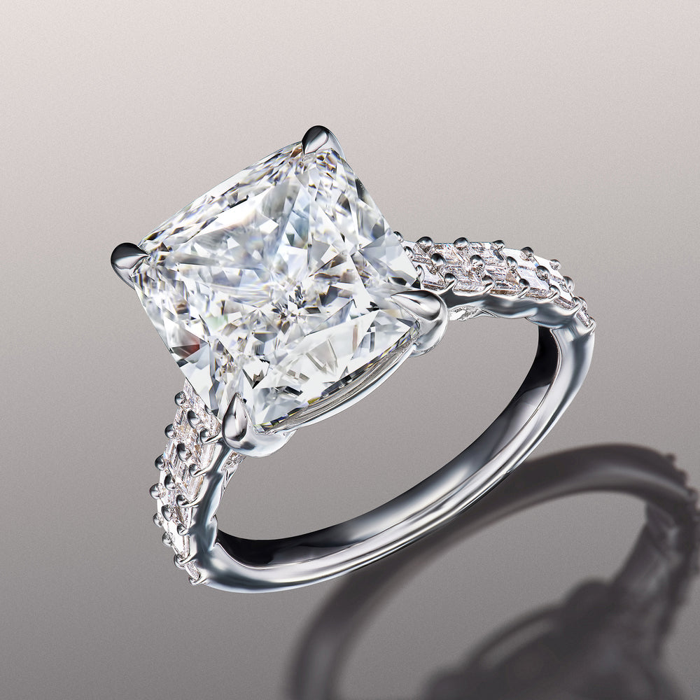 Cushion Cut The Anguissola Ring with Lab Grown Diamond in 14KT White Gold view 2
