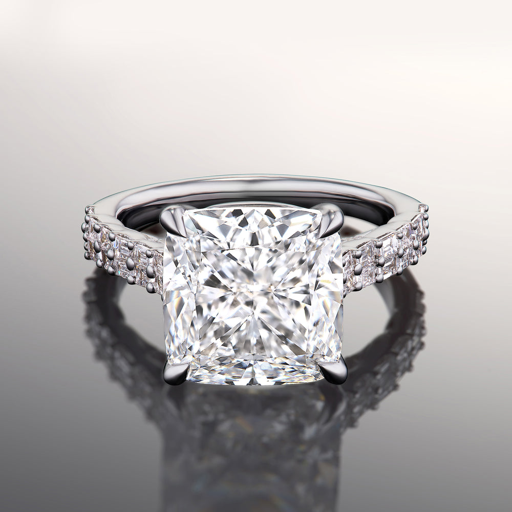 Cushion Cut The Anguissola Ring with Lab Grown Diamond in 14KT White Gold view 1
