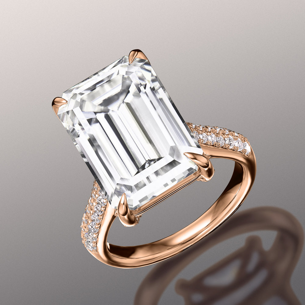 The Braque Reserve Rings with Emerald Cut Diamond in 14KT Rose Gold view 2

