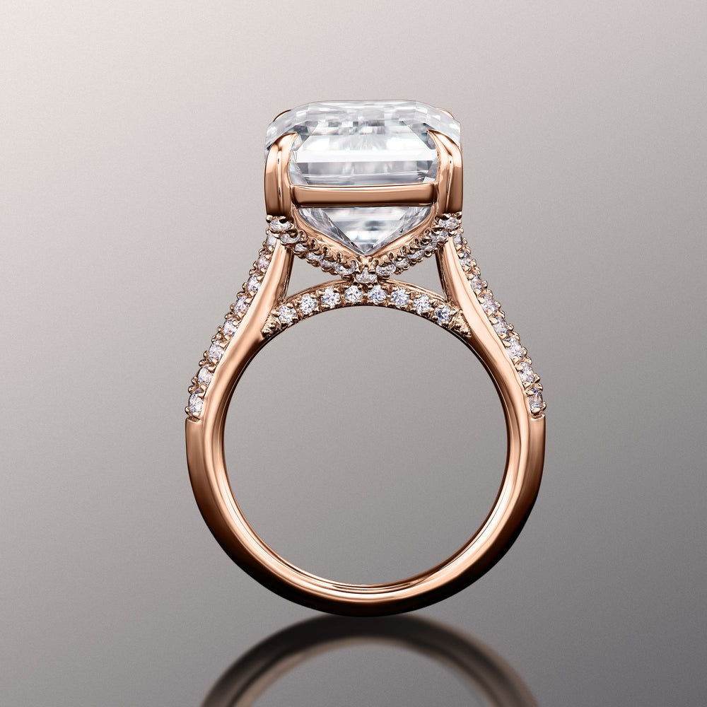The Braque Ring with Emerald Cut Diamond in 14KT Rose Gold view 3
