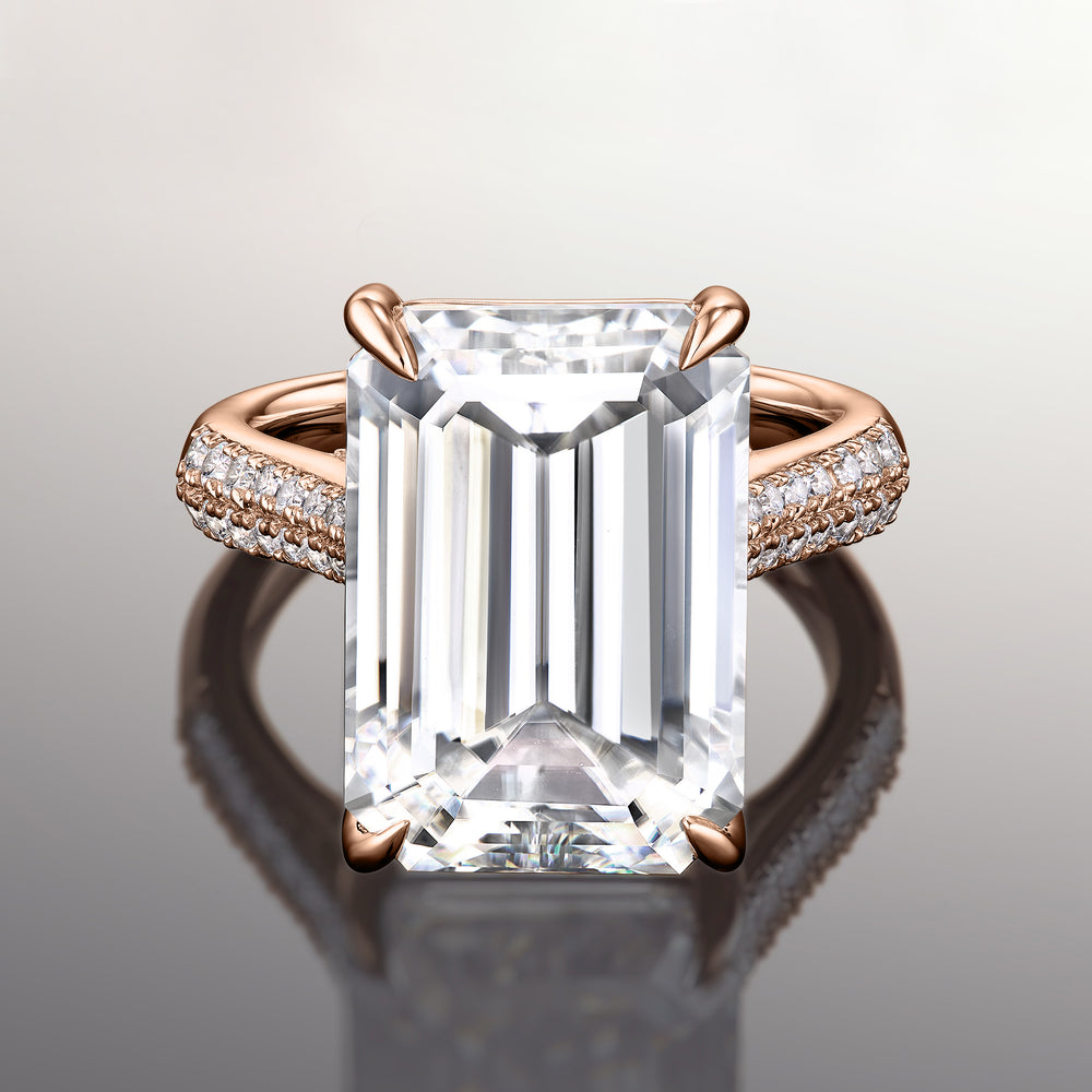 The Braque Reserve Rings with Emerald Cut Diamond in 14KT Rose Gold view 1
