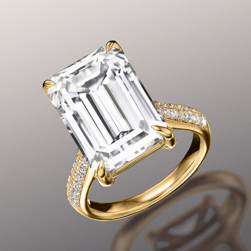 The Braque Ring with Emerald Cut Diamond in 14KT Yellow Gold view 2
