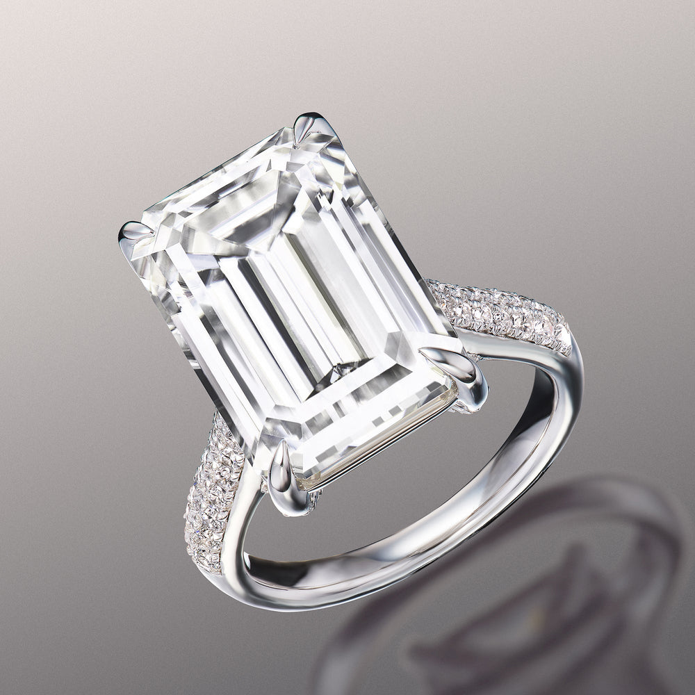 The Braque Ring with Emerald Cut Diamond in 14KT Platinum view 2
