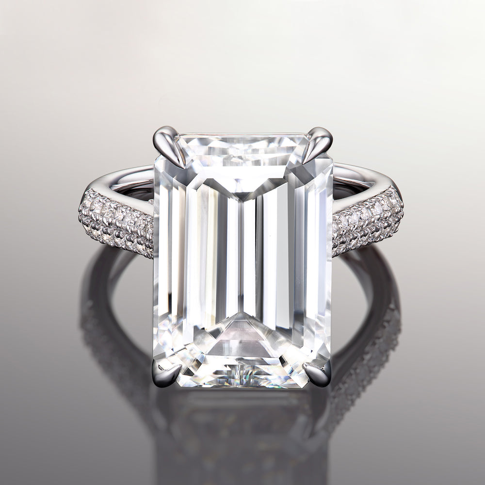 Emerald Cut The Braque Ring with Lab Grown Diamond in 14KT White Gold view 1
