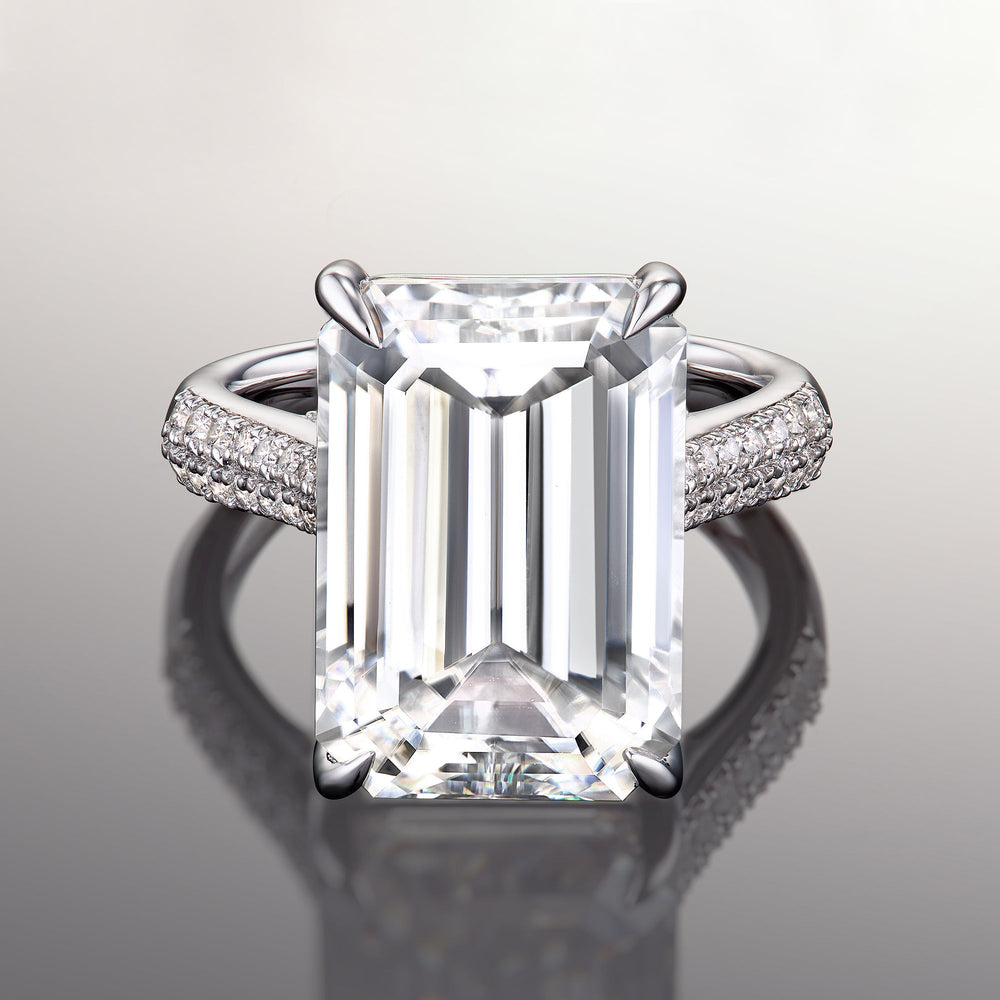 The Braque Ring with Emerald Cut Diamond in 14KT Platinum view 1
