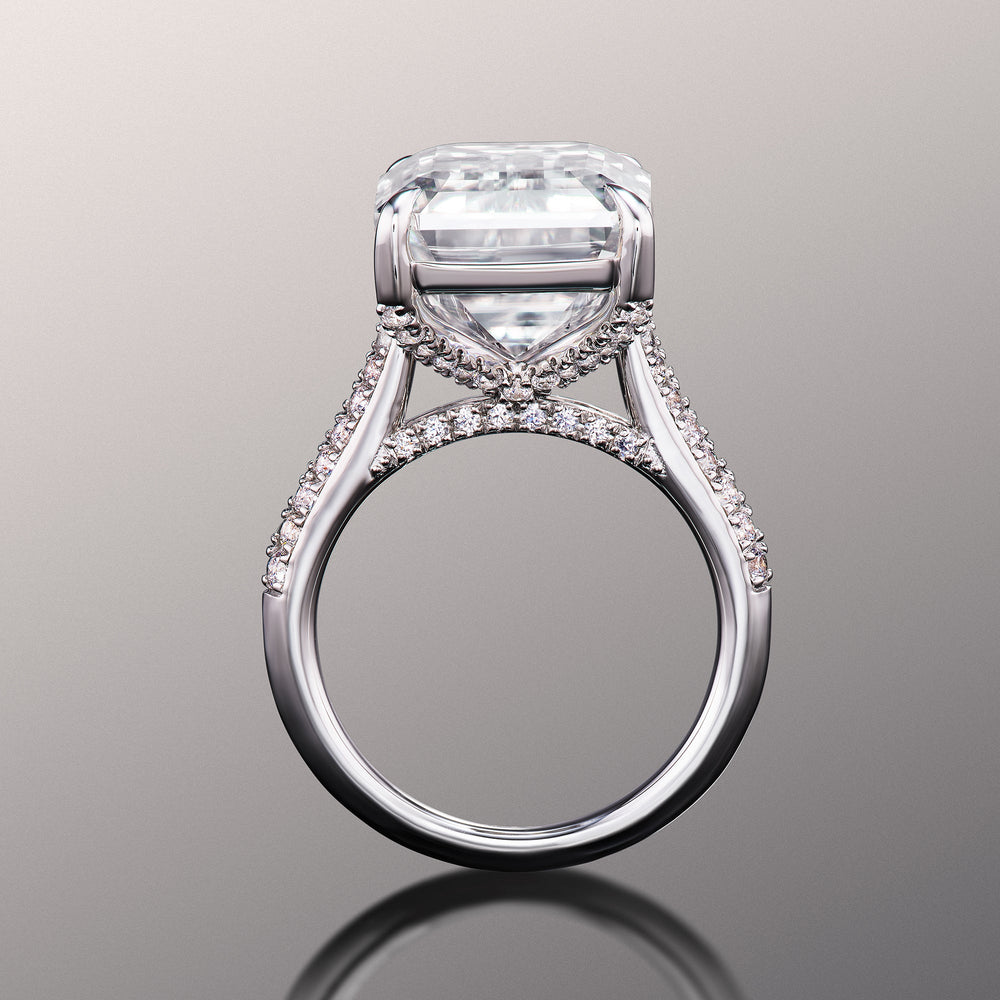The Braque Ring with Emerald Cut Diamond in 14KT Platinum view 3
